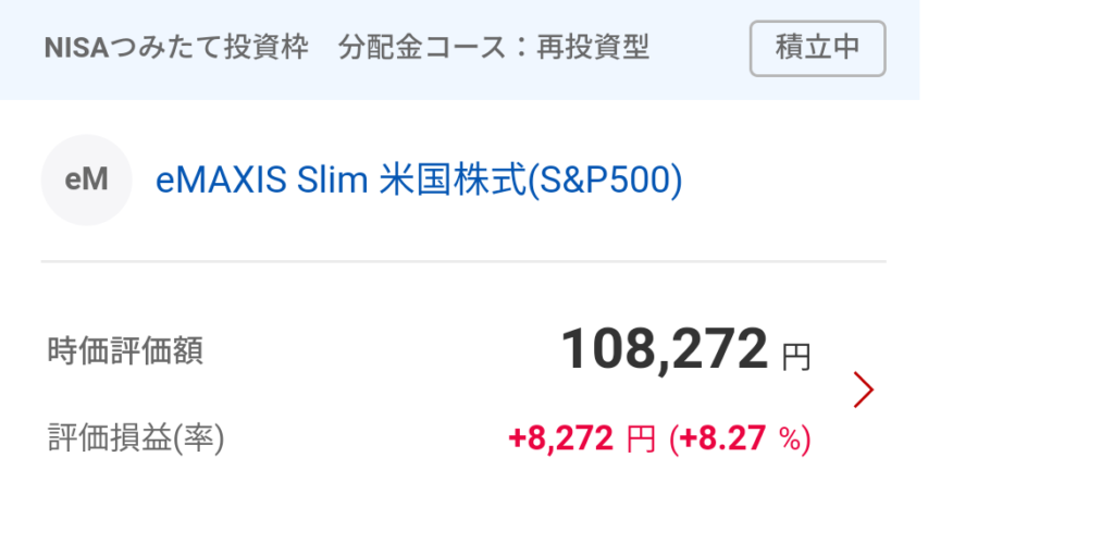 eMAXIS Slim 米国株式(S&P500)の評価額画像