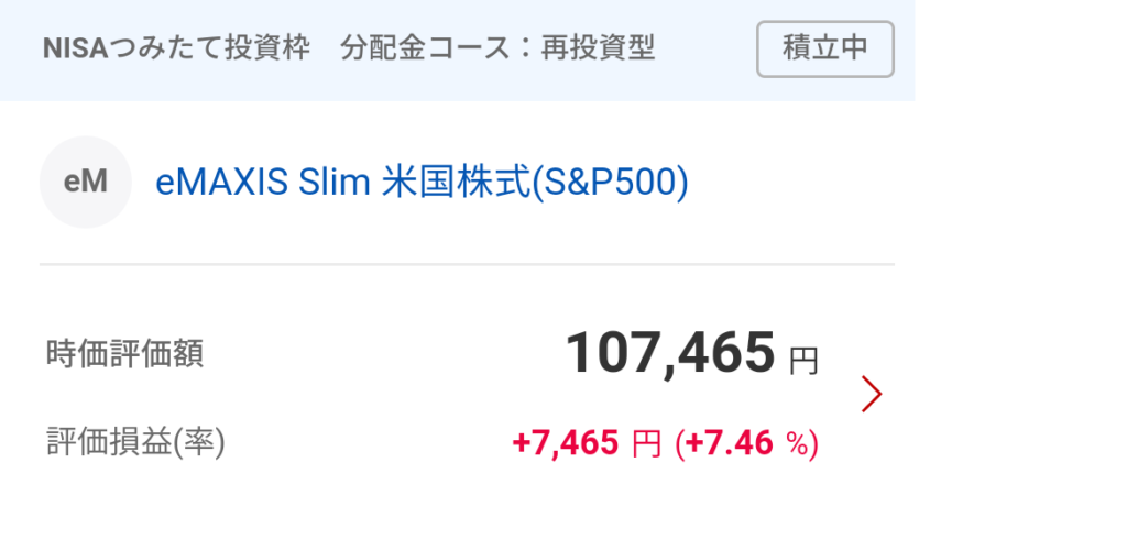 eMAXIS Slim 米国株式(S&P500)の評価額画像